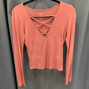 Coral Long-sleeved Top